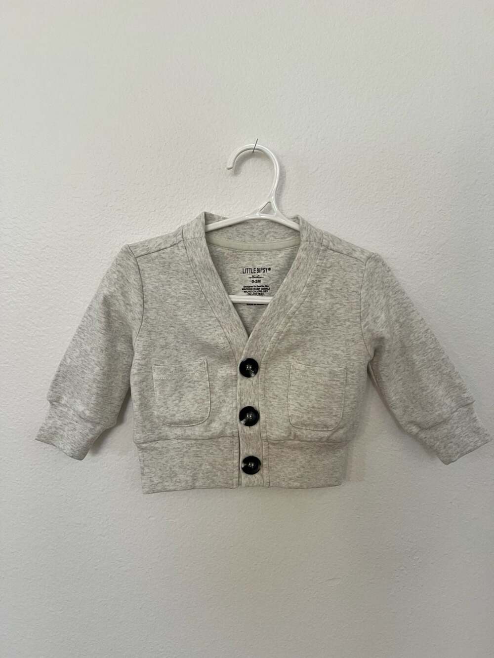Little Bipsy Heather Grey Cardigan 0-3 Months. NWT
